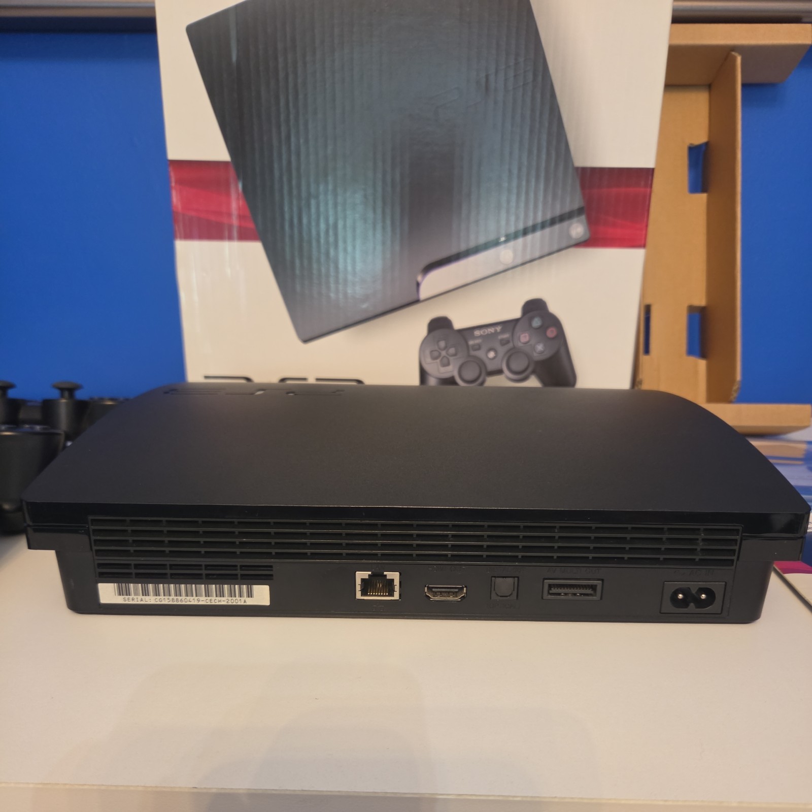 SONY PLAYSTATION 3 SLIM PS3 120GB BLACK CONSOLE CECH-2001A W 2 EXTRA CONTROLLERS