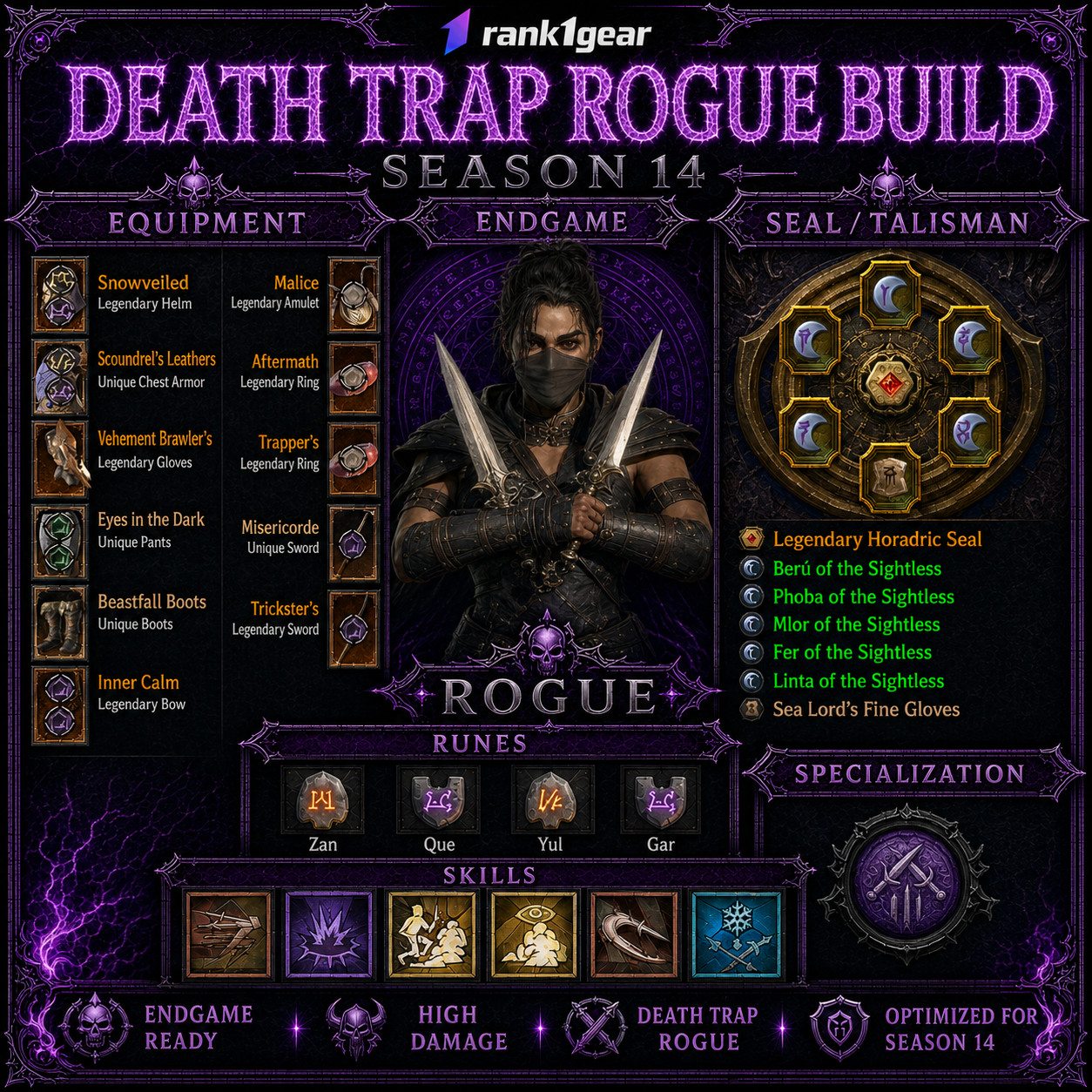 Diablo 4⚔️ Season 14⚔️Death Trap Rogue Build Endgame⚔️BEST BUILD ⚔️S+ TIER