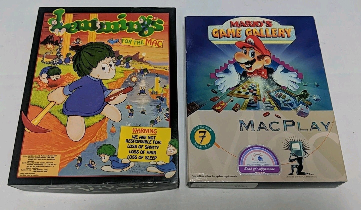 Vintage Marios Game Gallery / Lemmings Apple Macintosh Mac 3.5″ Floppy Disks