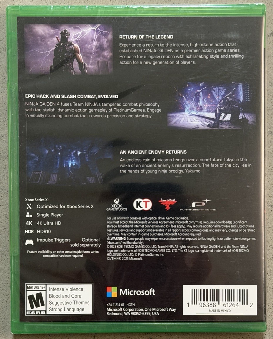 Ninja Gaiden 4 – Microsoft Xbox Series X, 2025 – New & Sealed