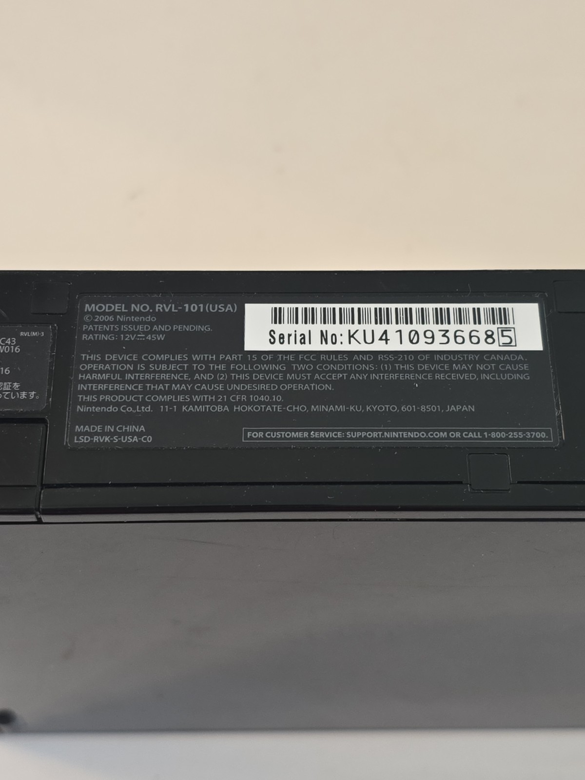 Nintendo Wii RVL-101 Black Home Console USB-A 2006 USA Model