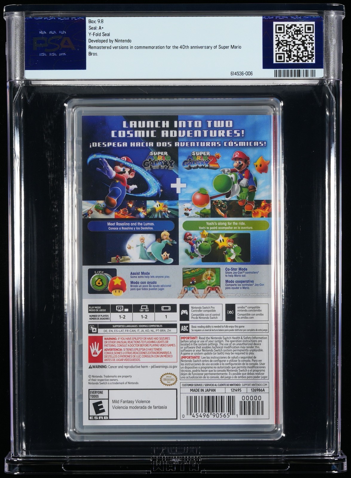 Super Mario Galaxy + Galaxy 2 Nintendo Switch PSA 9.8 A+ Charles Martinet Signed