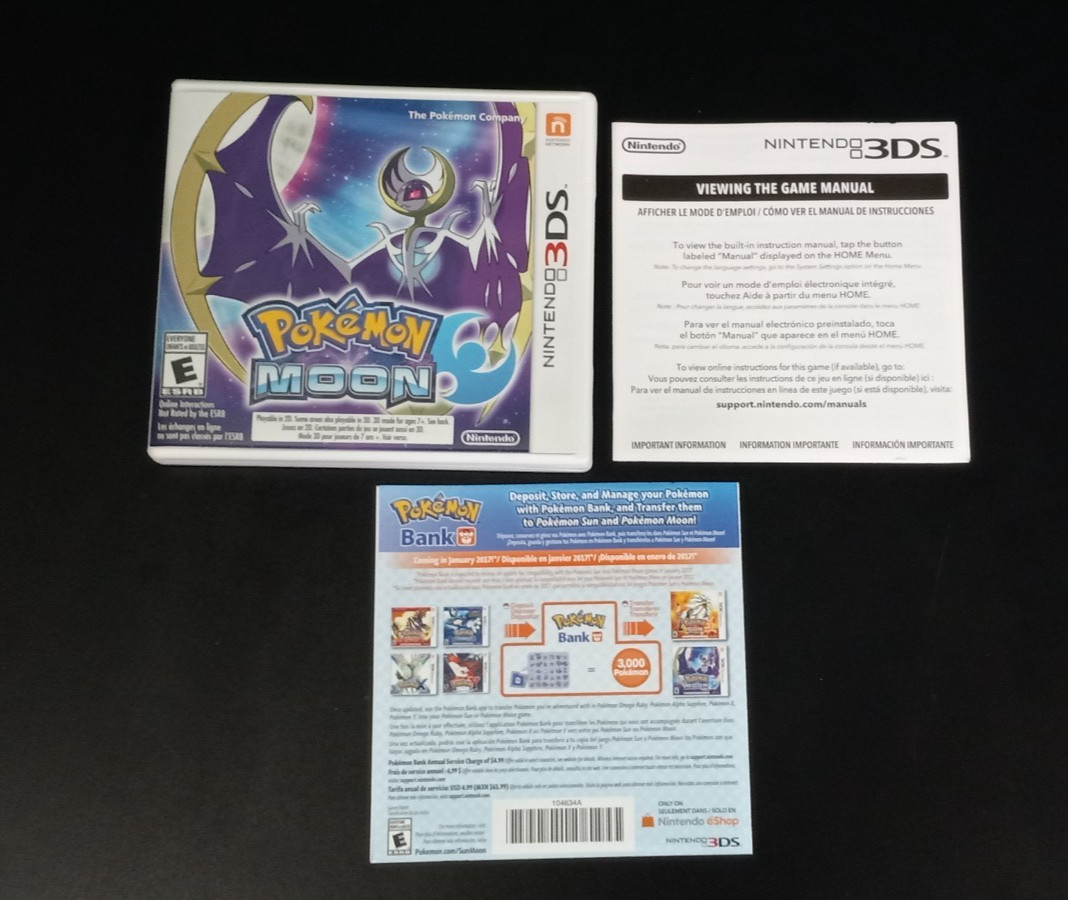 Pokémon Moon with Lunala Figure (Nintendo 3DS, 2016) CIB