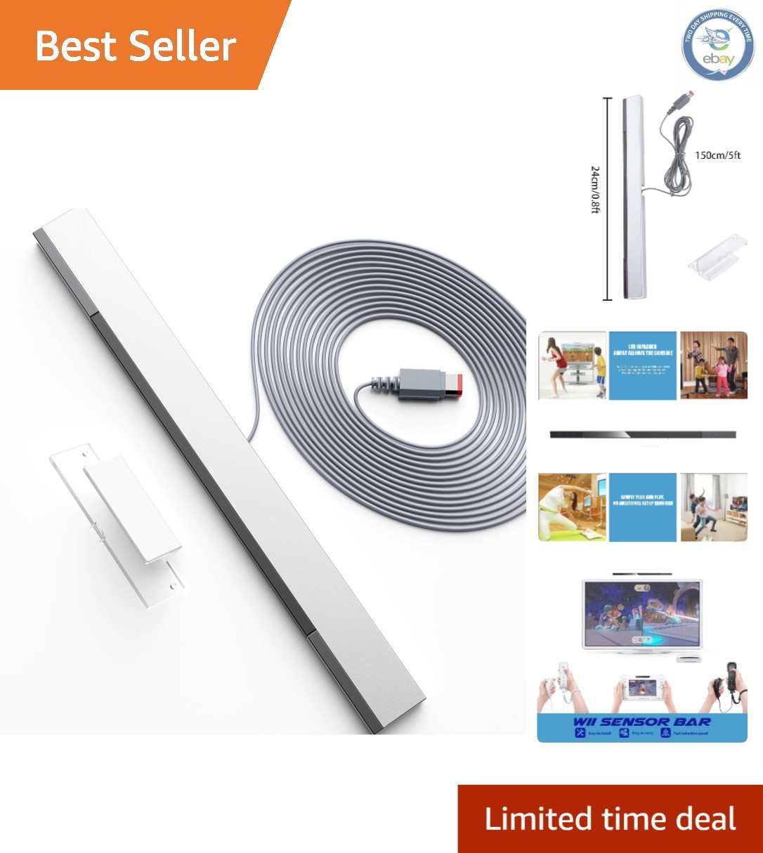 Stable Wired Infrared Sensor Bar for Wii – Ideal Replacement with Flexible Setup