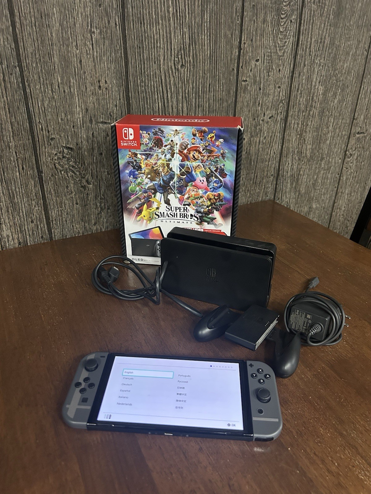 Nintendo Switch (OLED Model) Super Smash Bros. Bundle 64GB Console – Gray Box