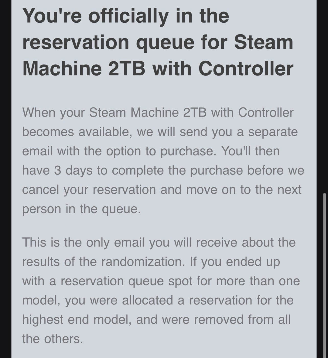 Steam Machine 2TB Console (2TB) ORDER CONFIRMED
