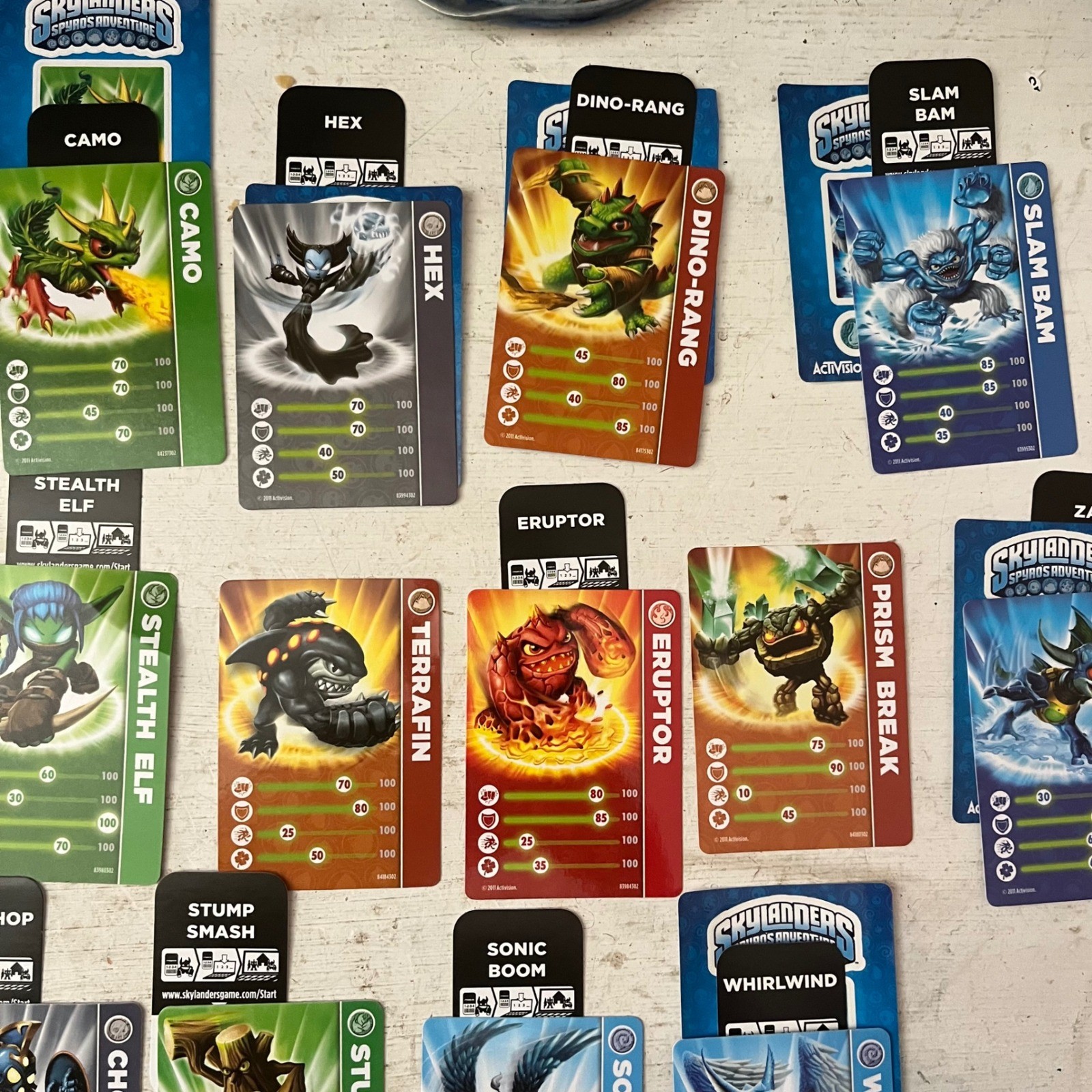 Lot of 22 Skylanders SPYROS ADVENTURE #1 Character Cards & Codes Stickers