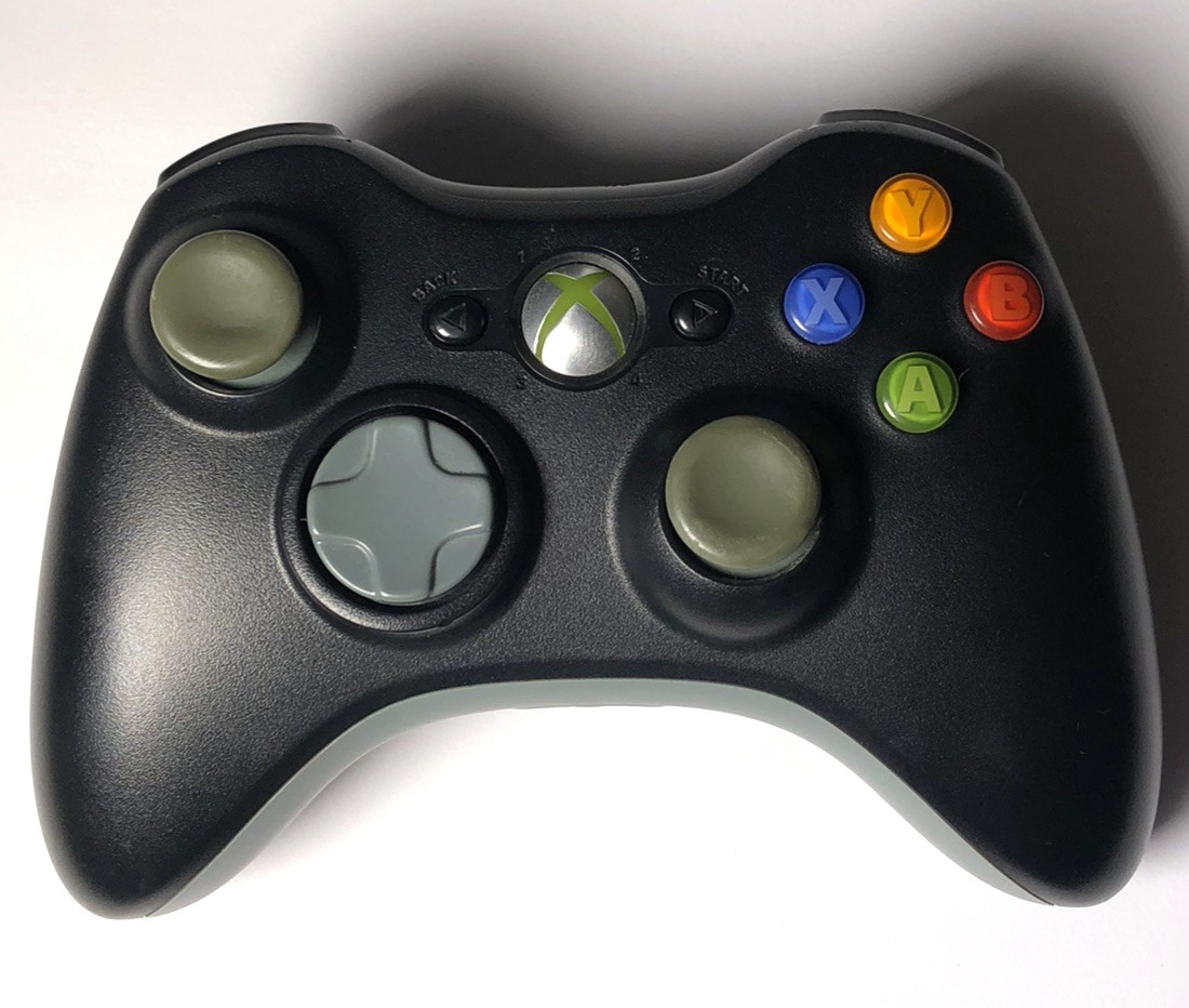 Microsoft Xbox 360 Wireless Controller BLACK GREY No Battery Pack TESTED