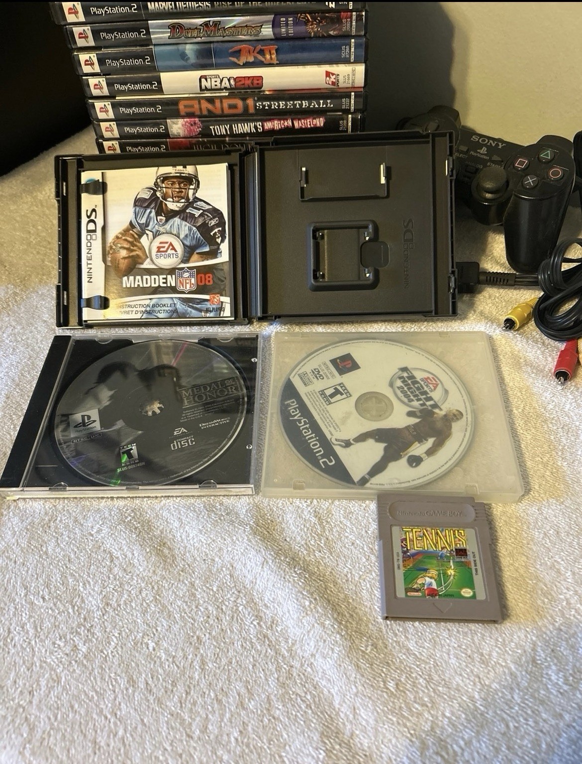 PlayStation 1, 2, & 3 Game lot. 19 total games & PS2 wired controller. Used