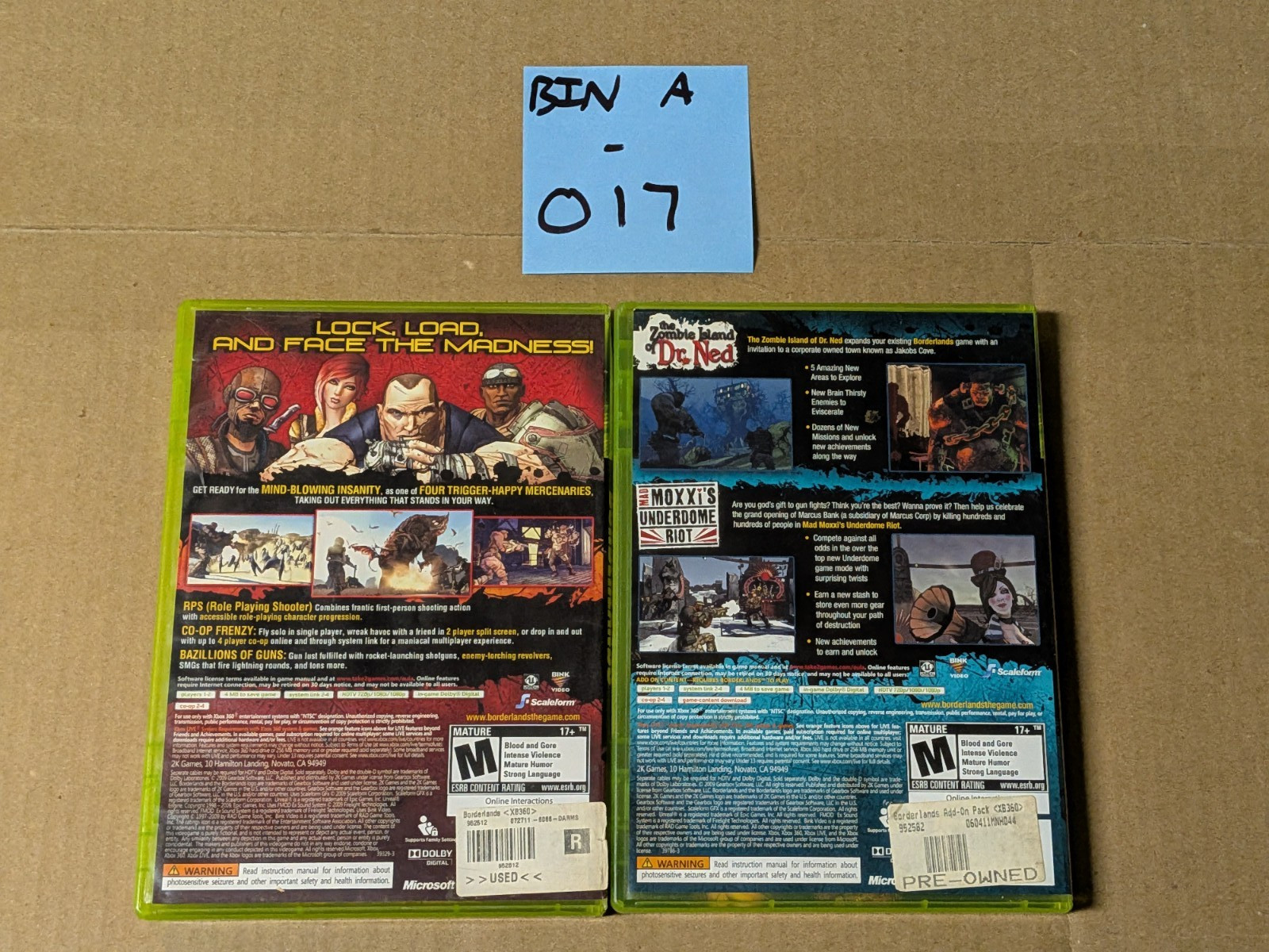 Xbox 360 Borderlands Lot: Game + Double Add-On Pack (Zombie Island / Moxxi)