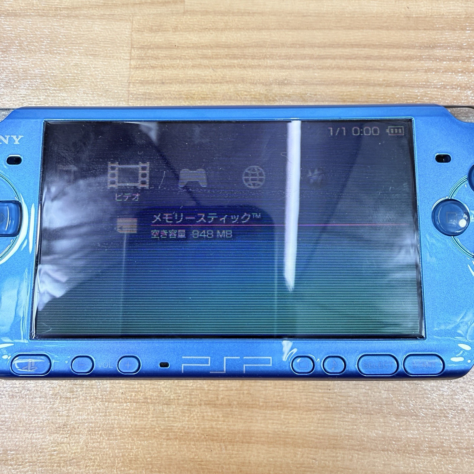 (Lot of 1) Sony PSP-3000 Console Blue 1GB Memory OEM Adapter New Battery Used