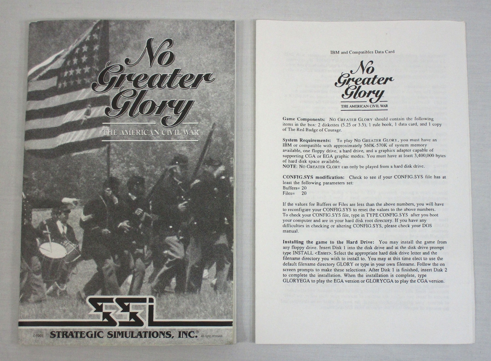 Vintage No Greater Glory: American Civil War Computer Game PC 3.5″ SSI 1991