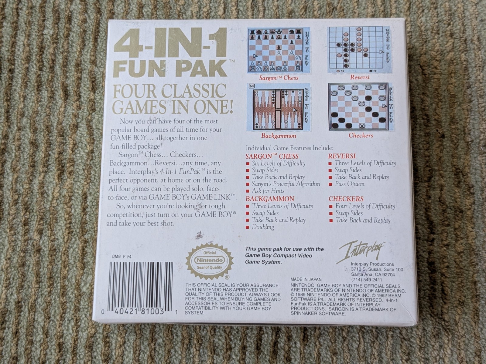 4-in-1 Fun Pak & Volume II Nintendo Game Boy GameBoy Complete CIB Tested Working