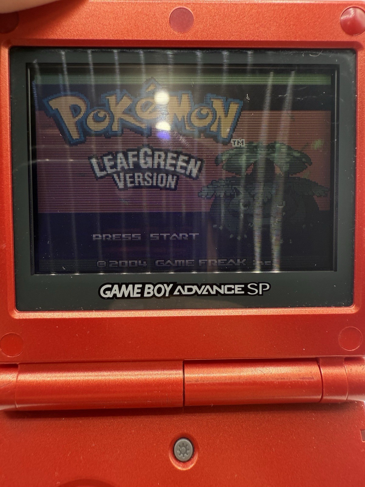 Nintendo Game Boy Advance SP AGS-001 Flame Red With Pokemon Leafgreen & Firered