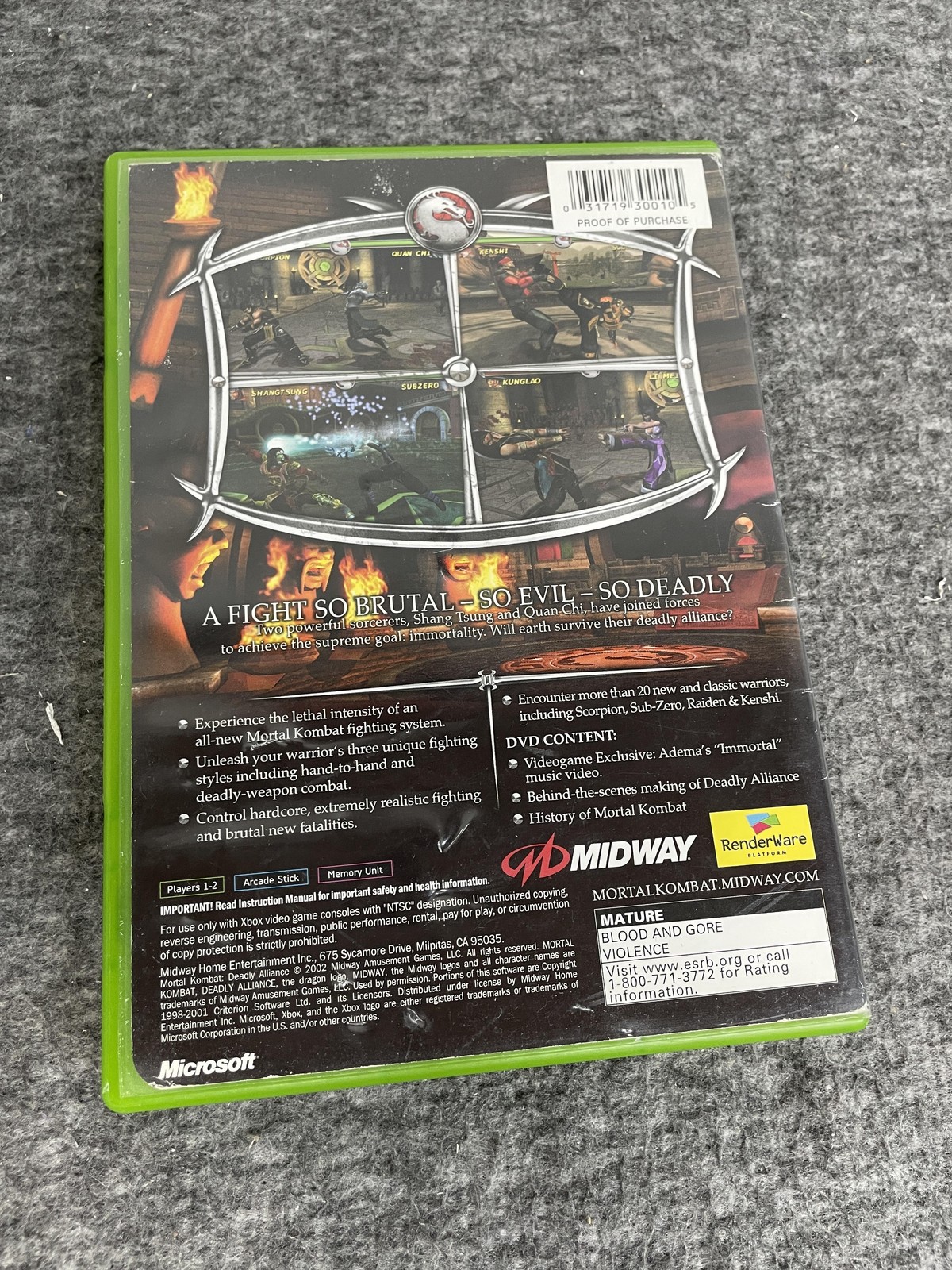 Mortal Kombat Deadly Alliance Xbox Video Game Complete Tested Manual Fighting