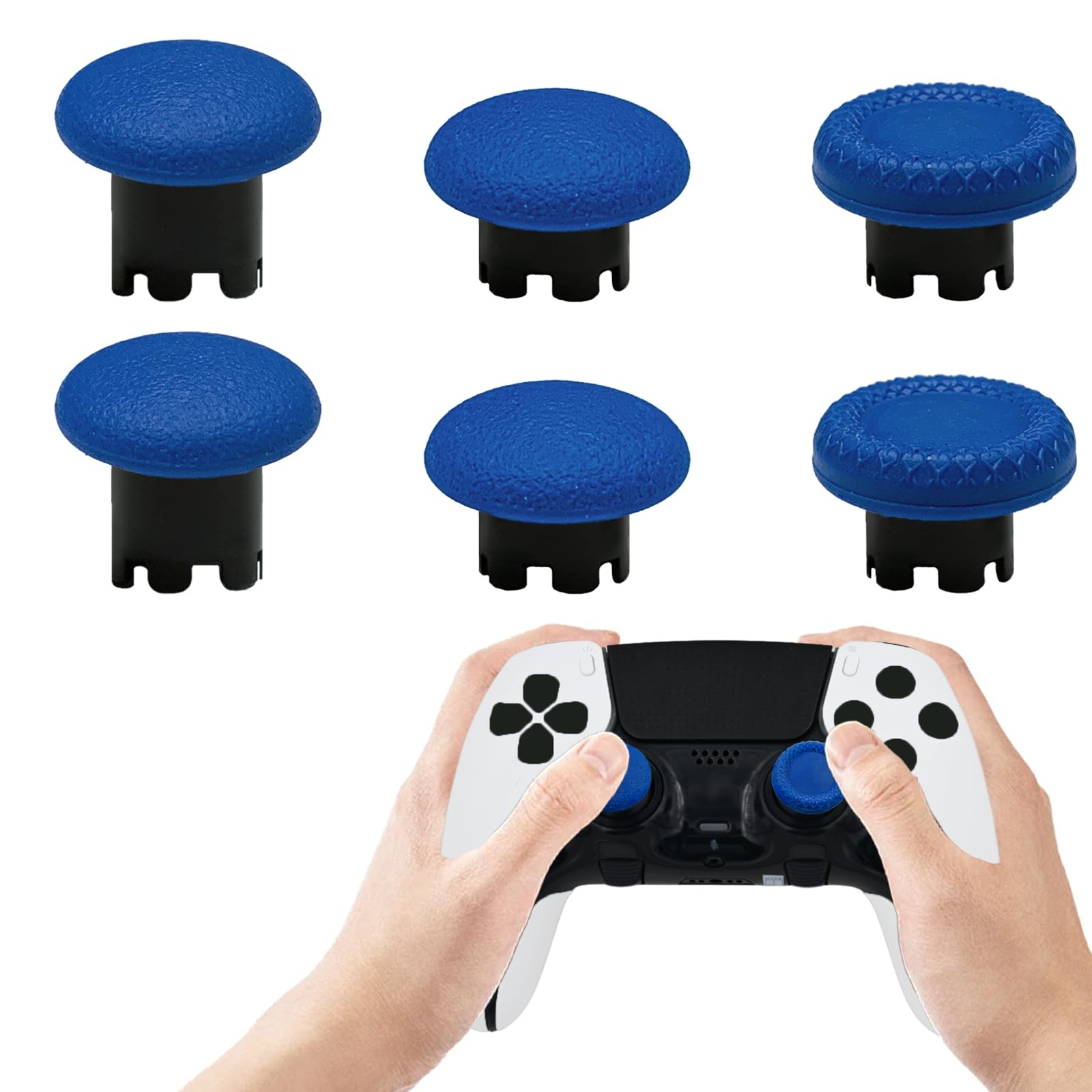6-Pack Blue Swappable Replacement Thumbsticks for PS5 DualSense Edge Controller
