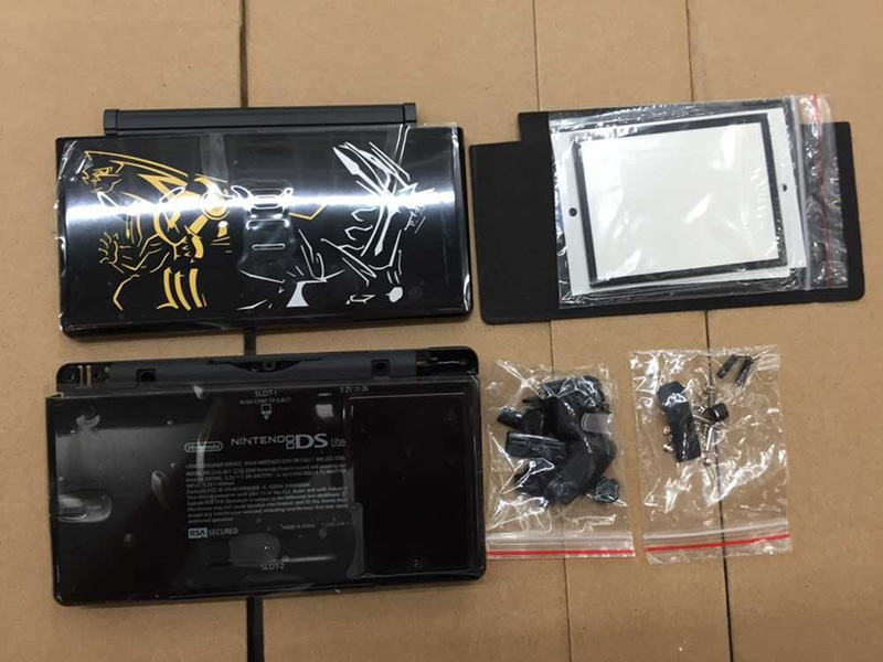 Nintendo DS Lite Full Replacement Housing Shell Screen Lens Black Pokemon US!