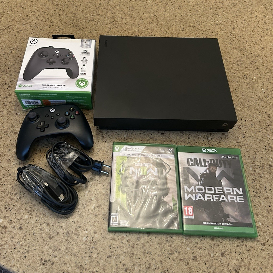 Microsoft Xbox One X 1 TB Bundle w/ PowerA Controller, Cables WORKING TESTED