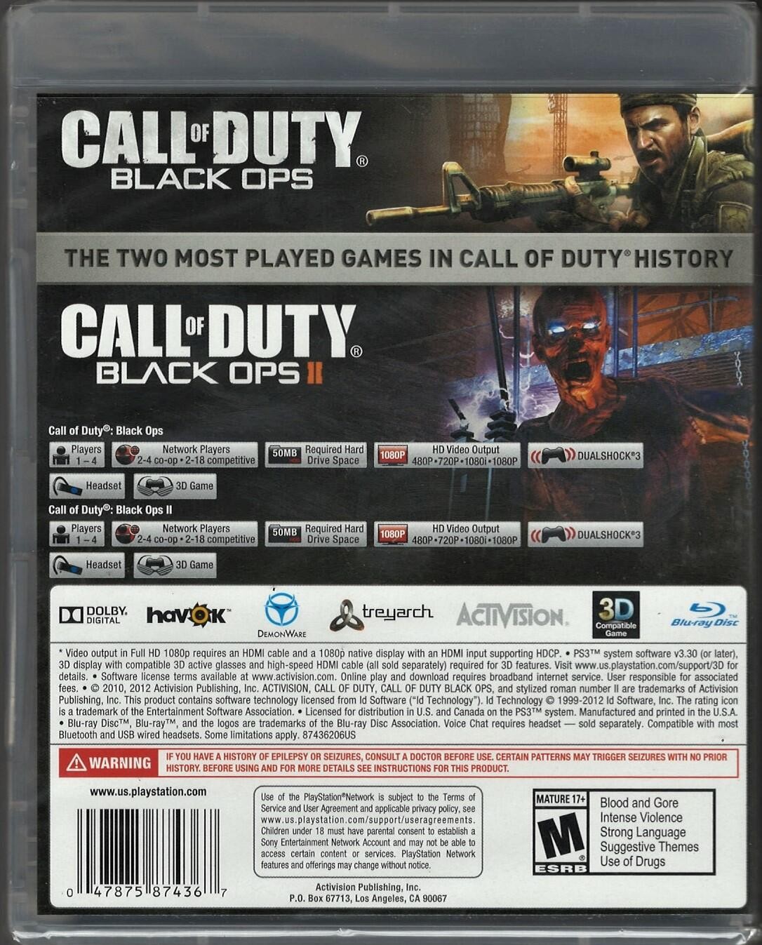 Call of Duty: Black Ops 1 & 2 Combo Pack PS3 (Brand New Factory Sealed US Versio