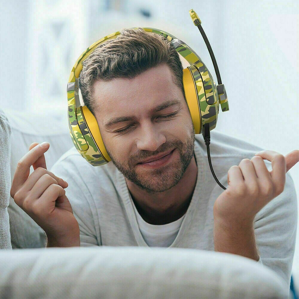 Gaming Headset K1PRO Camouflage Yellow PS3 PC PS4 PS5 7.1 Surround Sound Stereo
