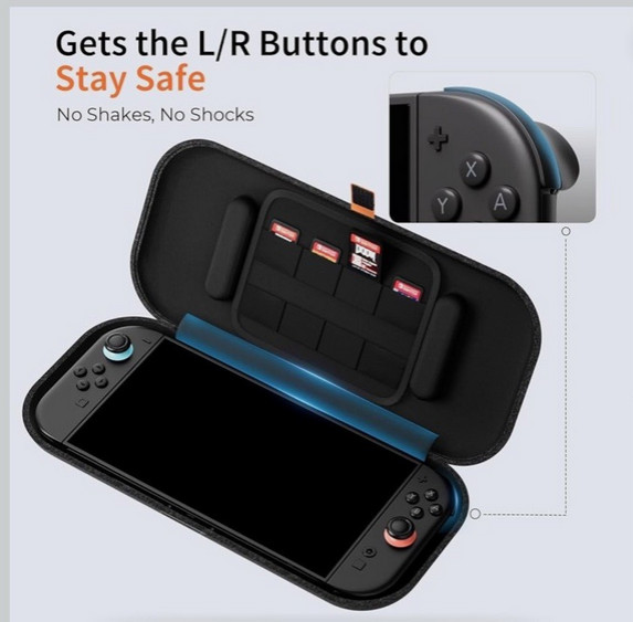 COOWPS~Carrying Case for Nintendo Switch 2~Black w/Orange Pull Tabs!~Zipper~New