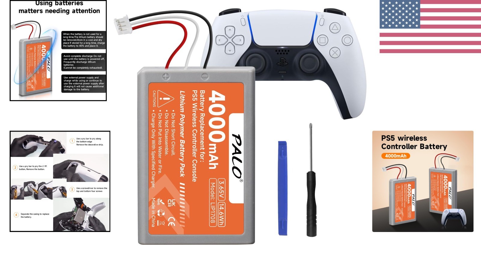 Ultimate PS5 Controller Battery – 4000mAh Lithium Polymer with Tools Included
