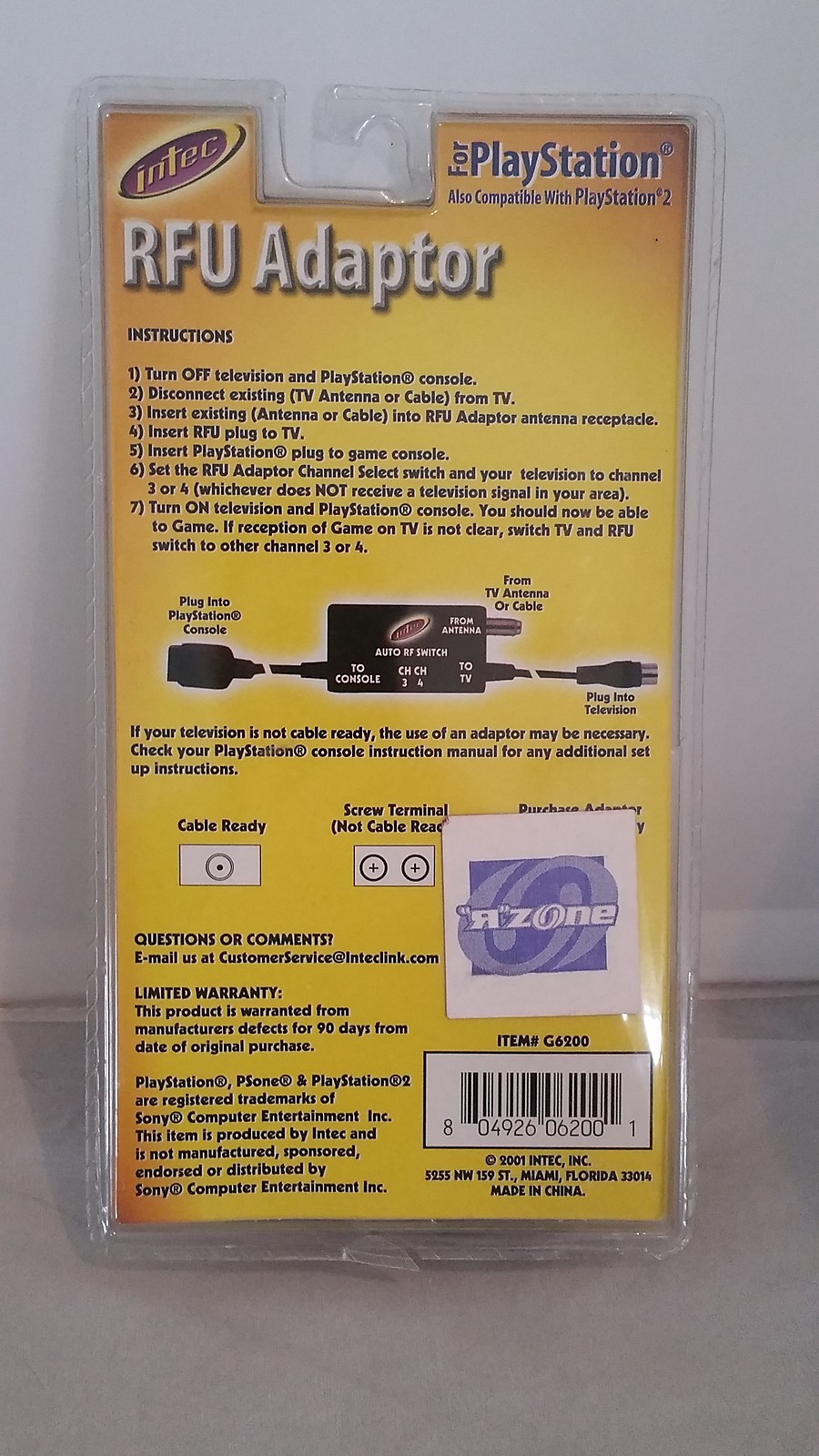 Intec Playstation 1 and 2 RFU Adaptor Connects Playstation Console To TV (NEW)