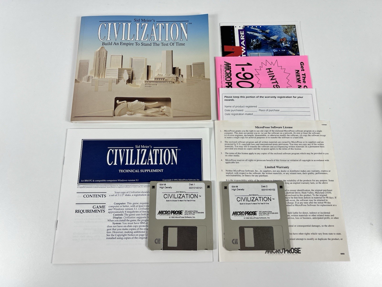 Sid Meier’s Civilization PC Big Box 3.5″ Disks MicroProse 1993