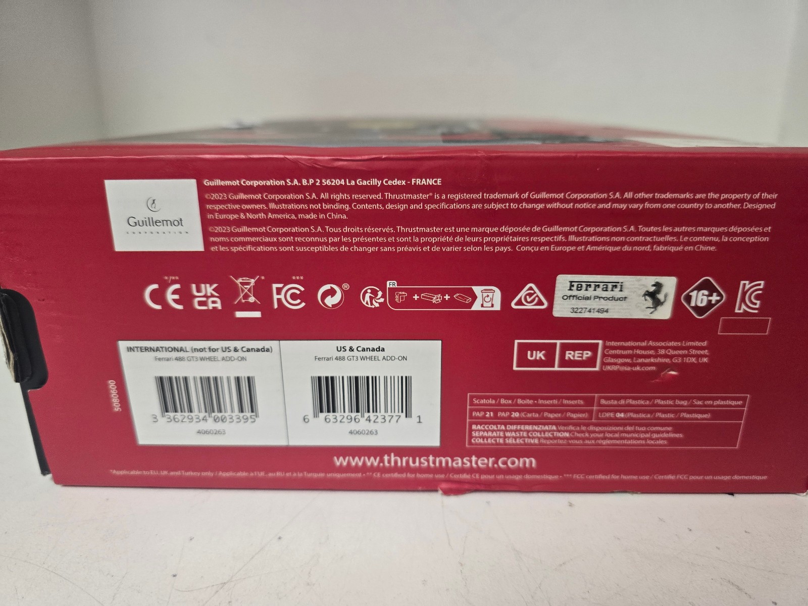 UNTESTED Thrustmaster Ferrari 488 GT3 Wheel Add-On for PC PS4 PS5 Xbox