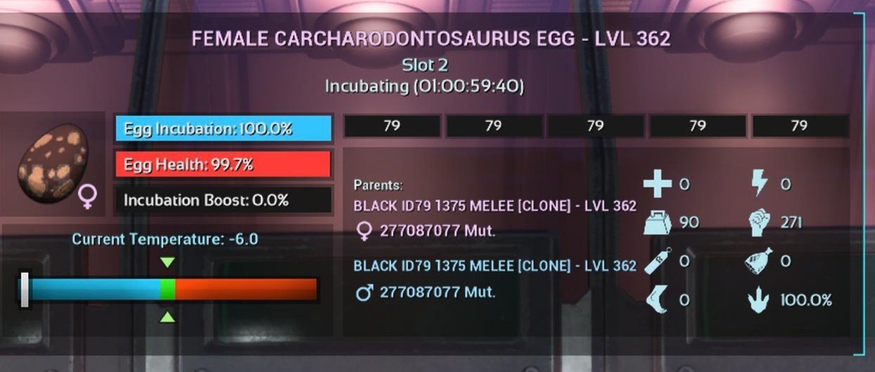 CARCHA FULL BLACK ID79 PAIR EGGS 1375 MELEE PVE ARK ASCENDED PVE PC/XBOX/PS5