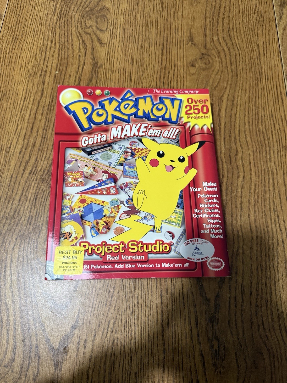 Pokémon: Project Studio: Red Version PC 1999 open box Learning Company Pikachu