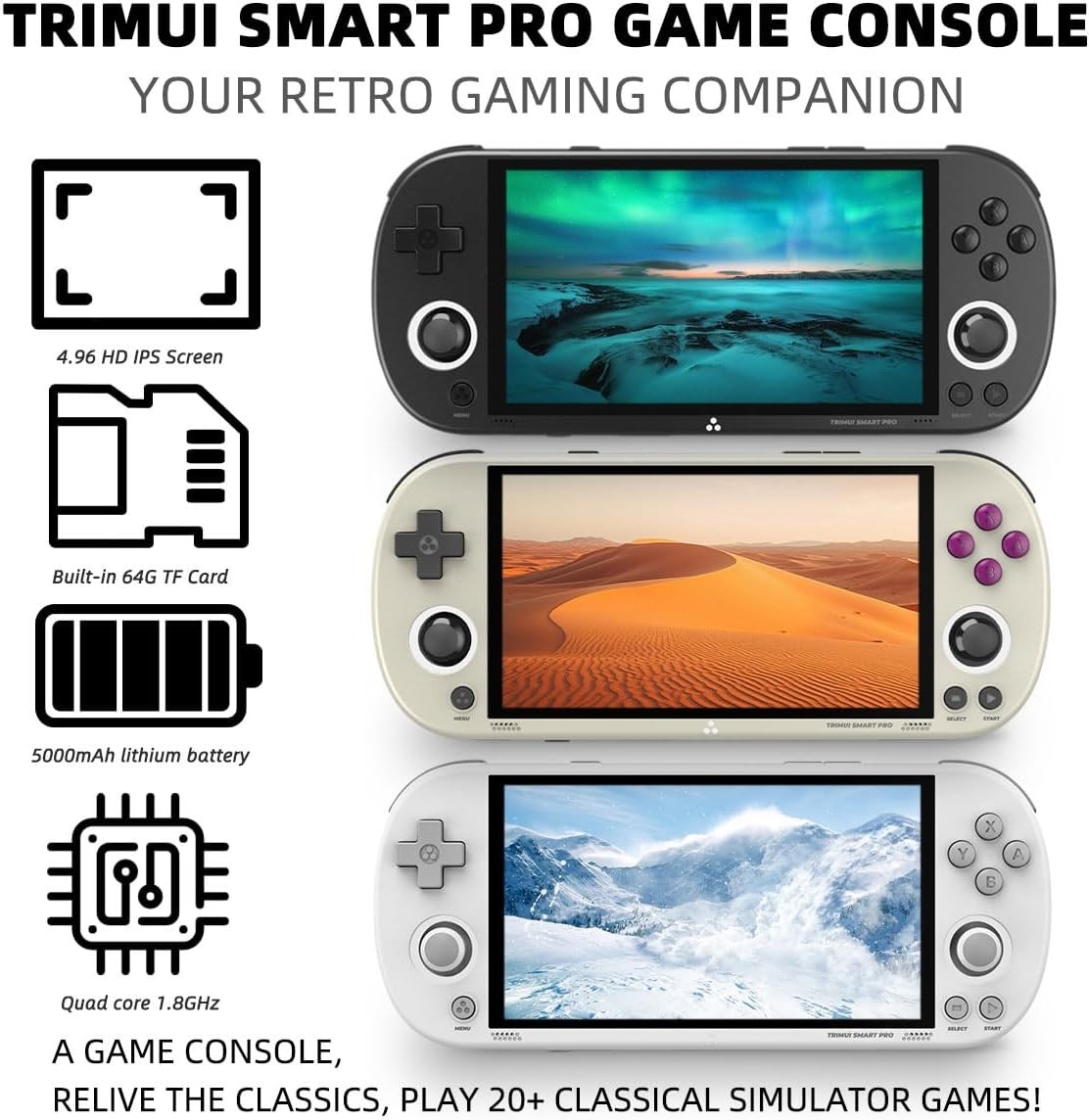 Trimui Smart Pro Handheld 4.96 IPS 5000mAh Black