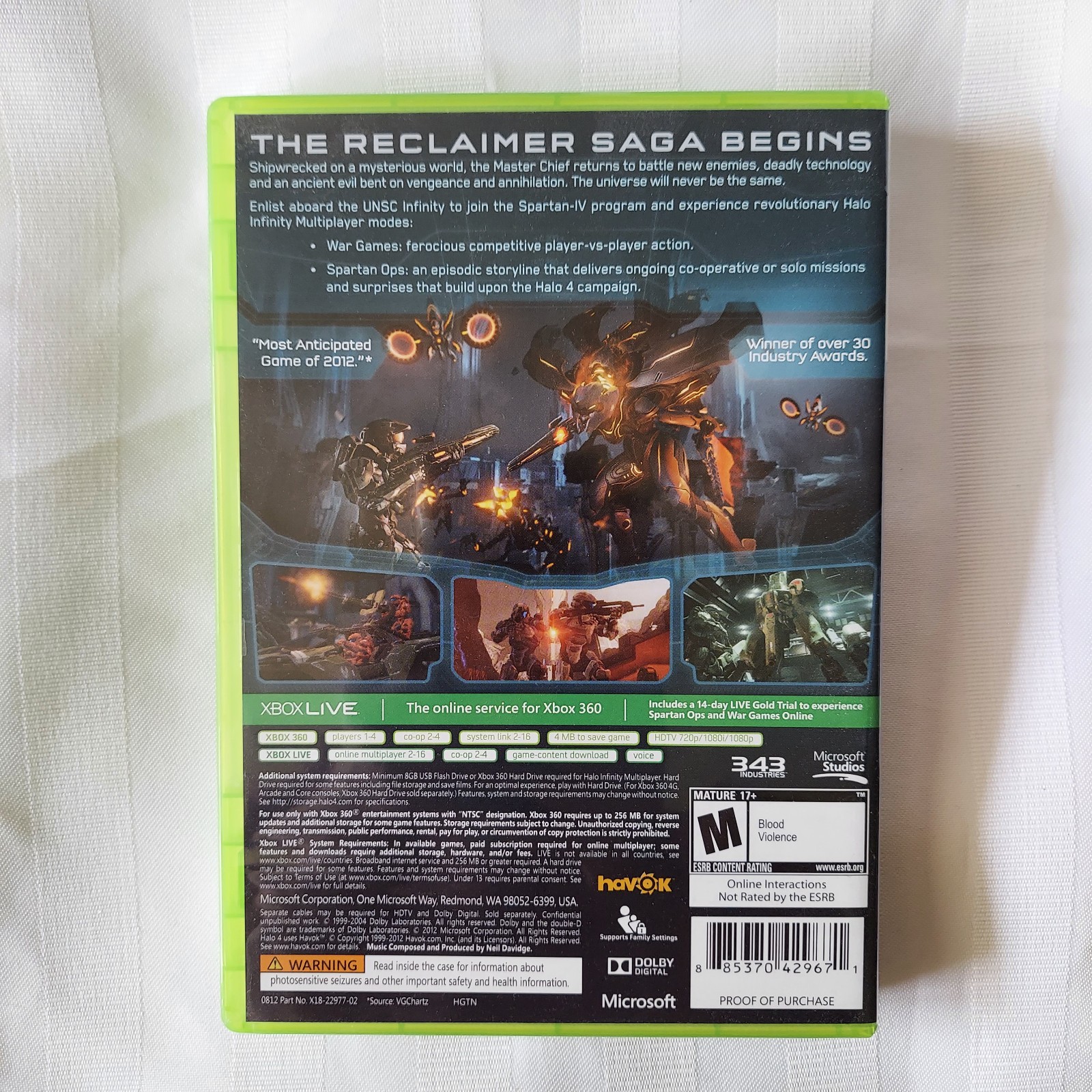XBOX 360 – HALO 4 (343 Industries 2012) Mature 17+