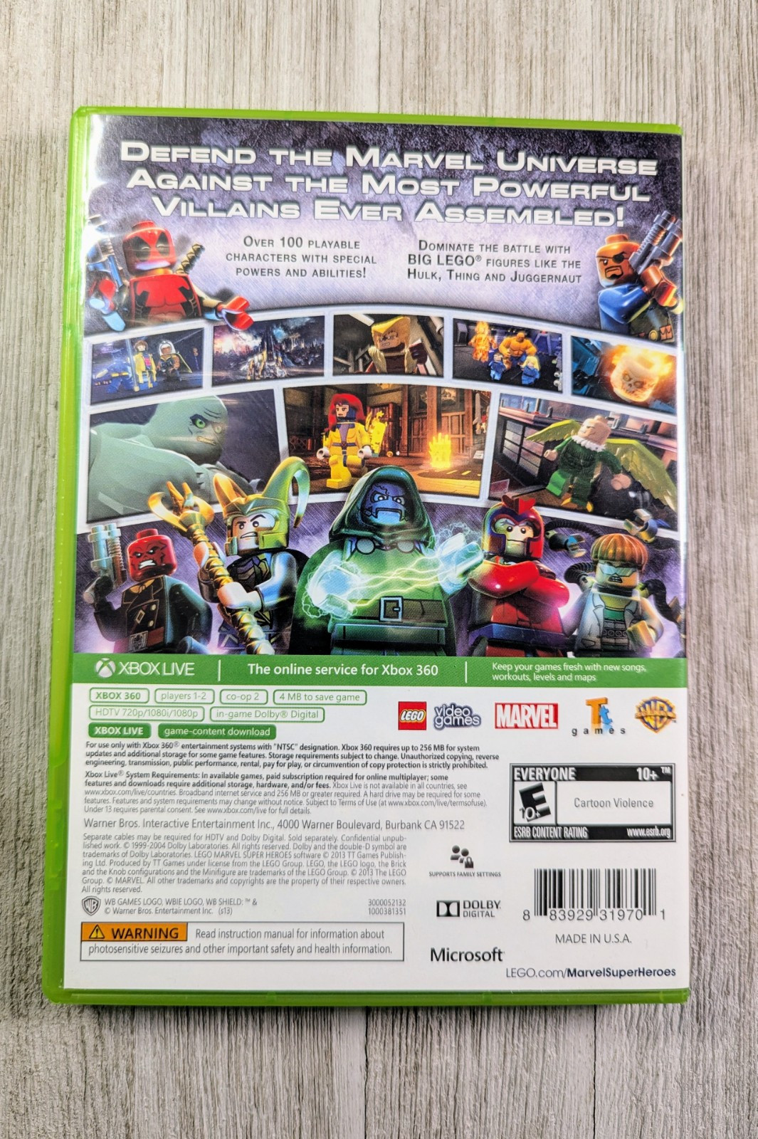 LEGO Marvel Super Heroes Microsoft Xbox 360 2013 Rated E 10+ (Everyone 10+)