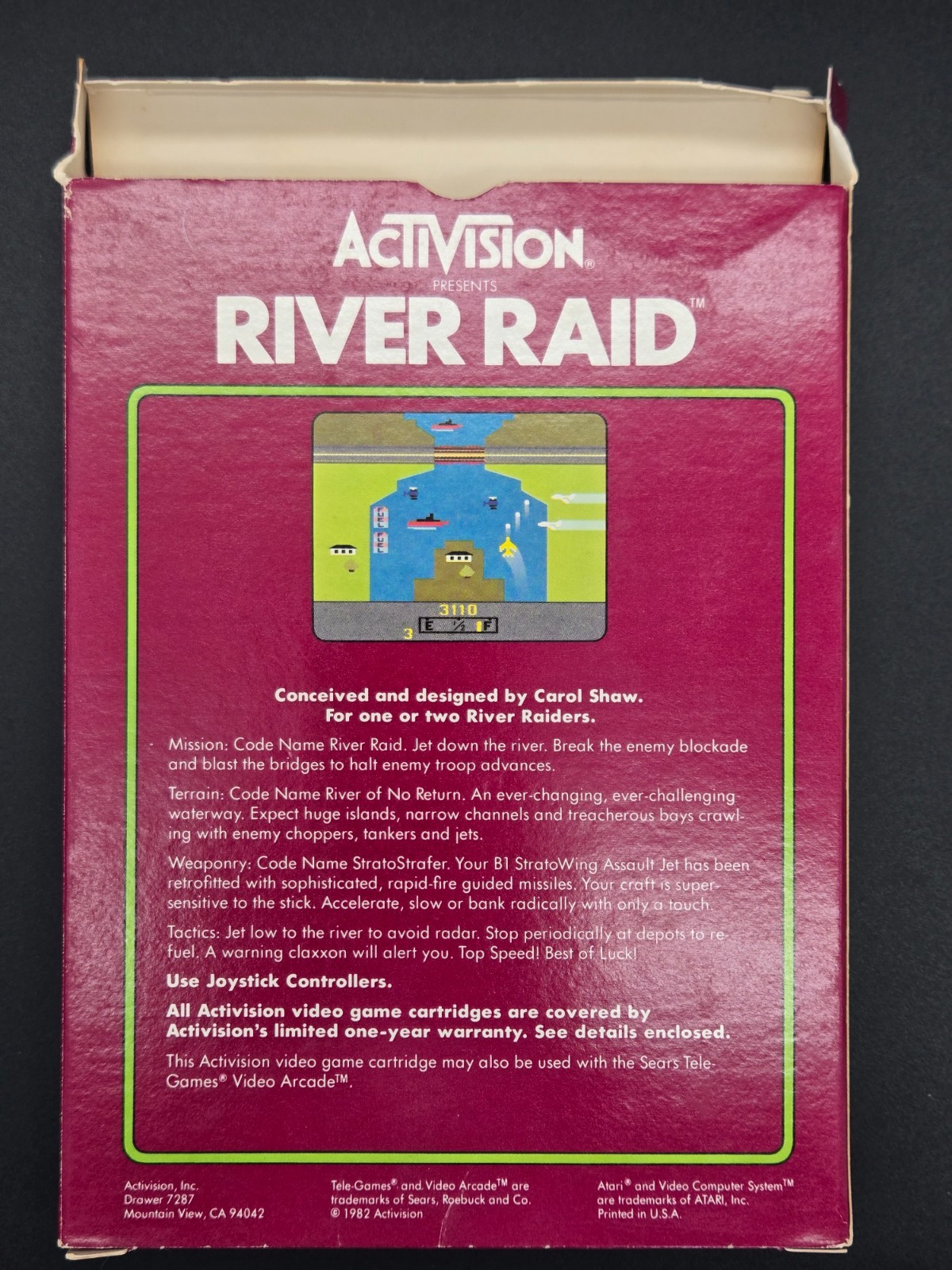 River Raid Atari 2600 Complete In Box w/ Manual 1982 Activision CIB