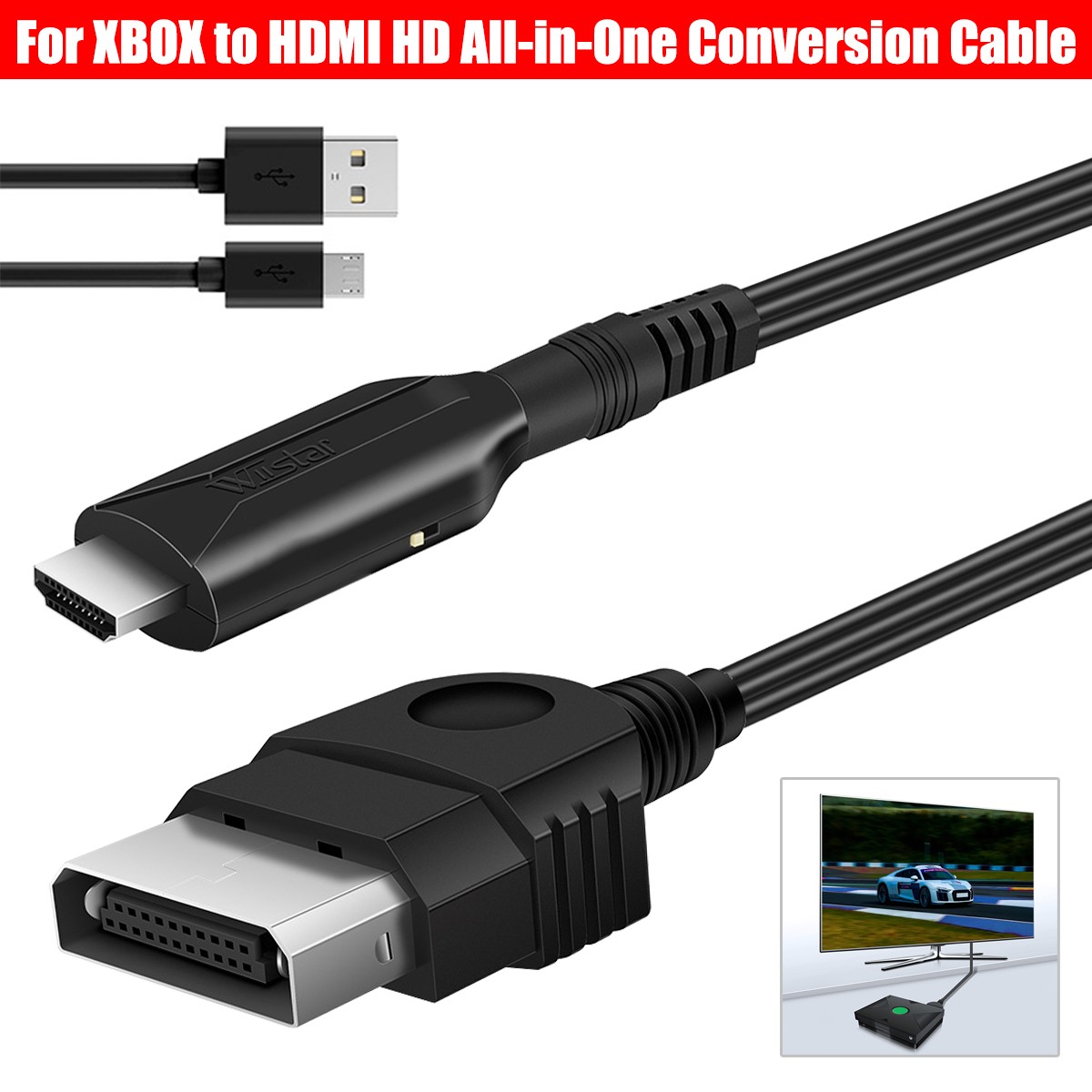 For Original Xbox to HDMI Cable 1M Xbox Classic to HDMI Adapter 1080i 720p HD
