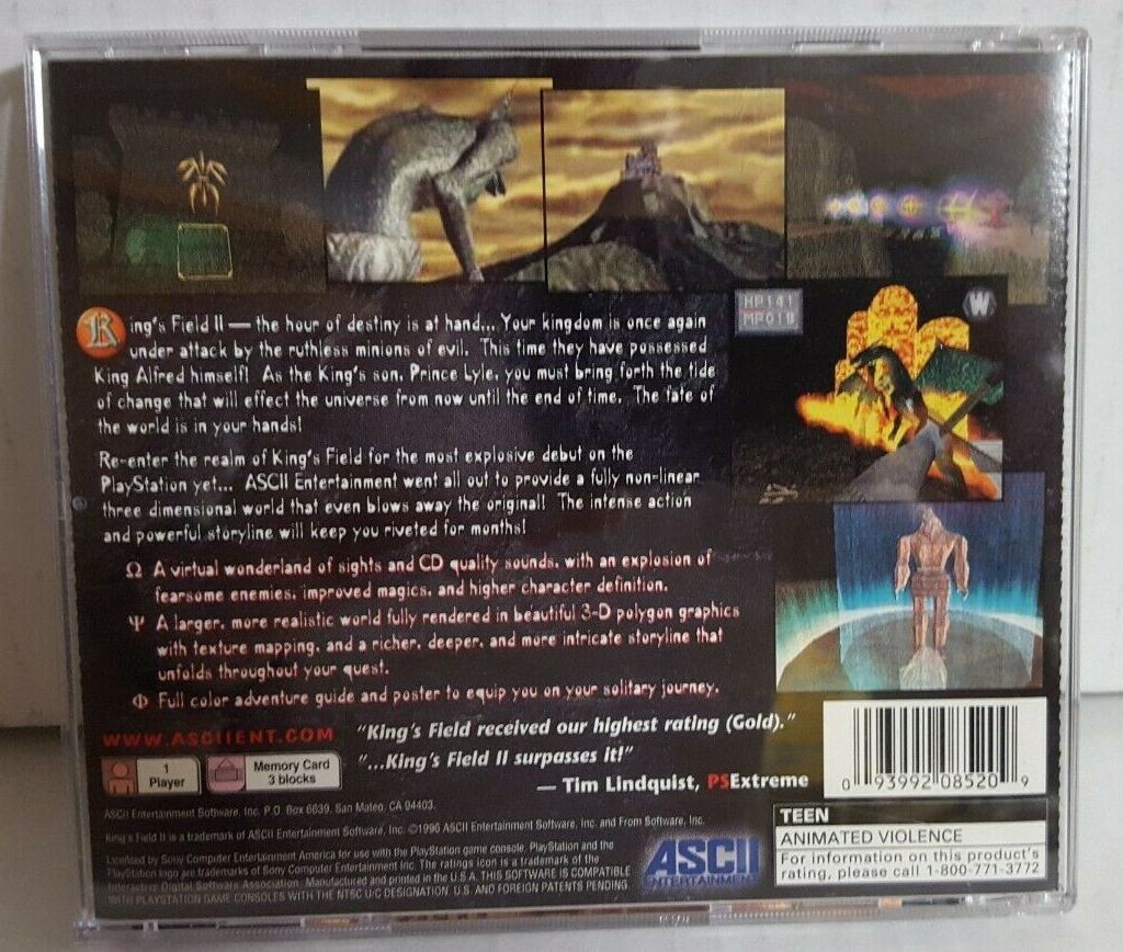 King’s Field II 2 (SONY PlayStation 1, 1996) PS1 PSX COMPLETE PRISTINE NEW MINT
