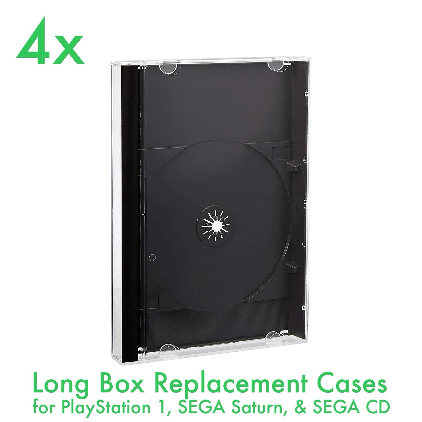 4x Long Box Replacement Cases & Foam for PlayStation 1, SEGA CD & Saturn – New
