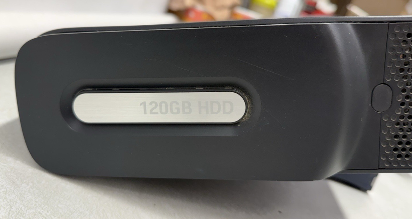 Black XBOX 360 120GB HDD Video Game Gaming Console Cords Cables