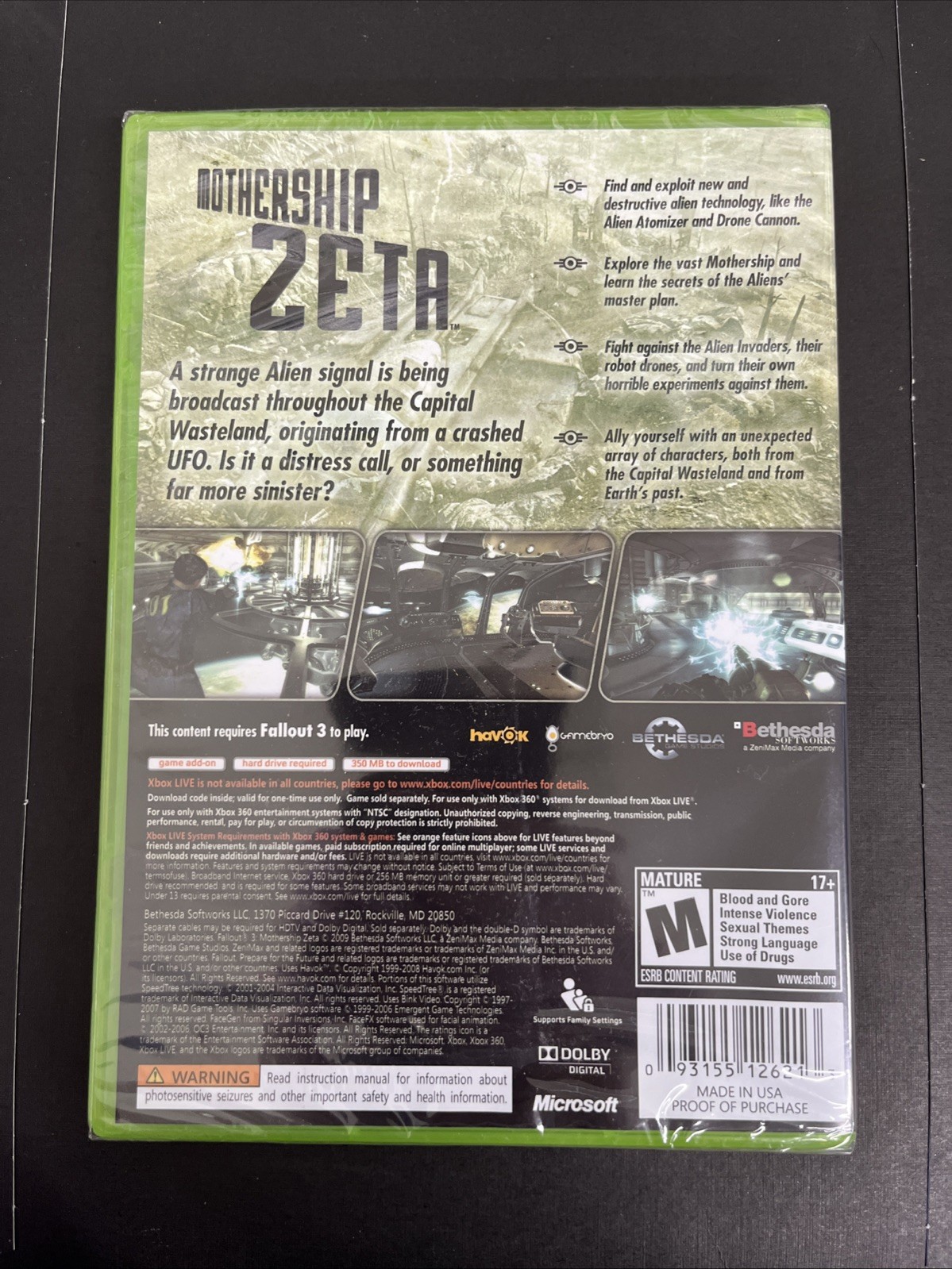 Fallout 3 Mothership Zeta Add-On DLC (Microsoft Xbox 360) BRAND NEW SEALED