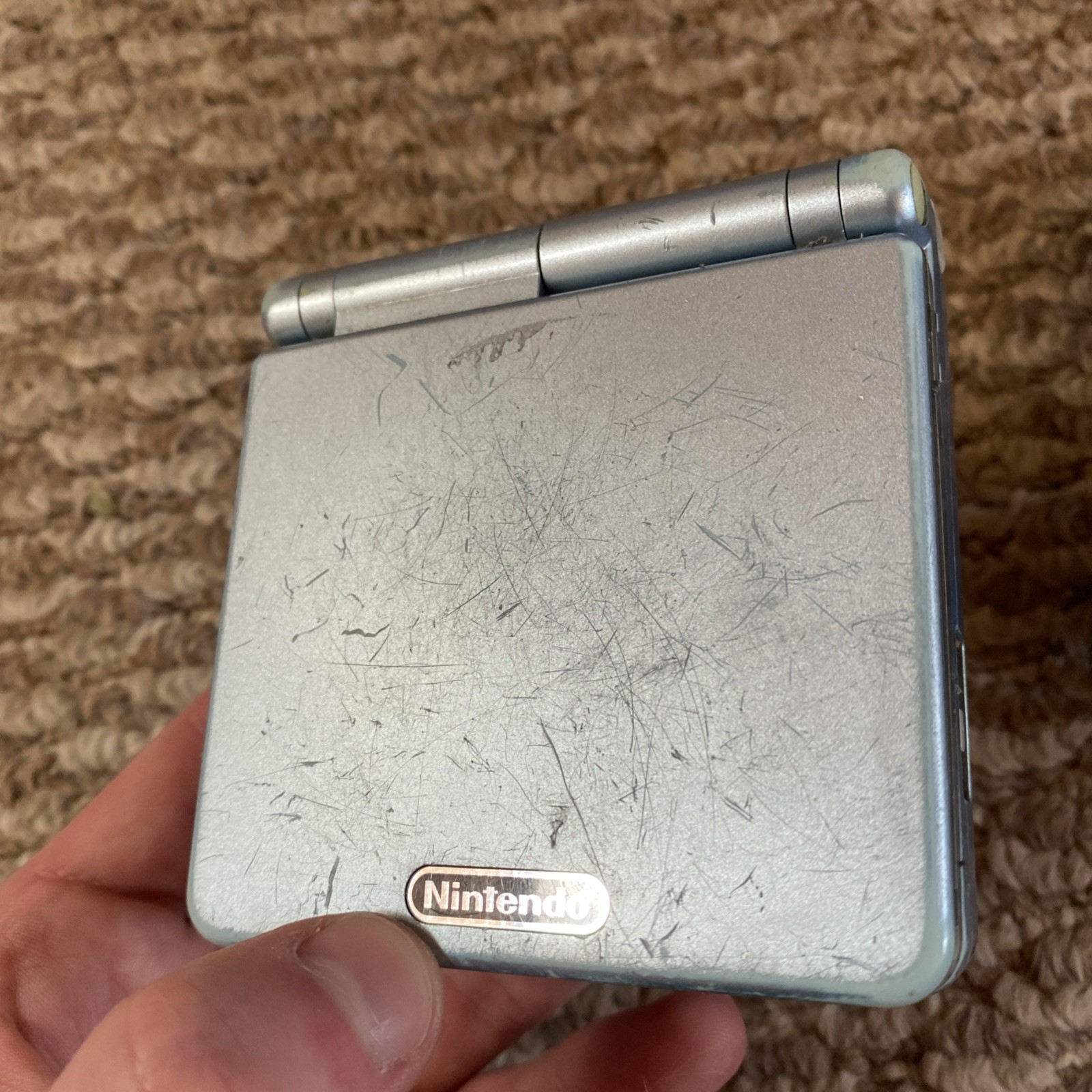 Nintendo Game Boy Advance SP AGS-101 Pearl Blue Handheld Console with Charger
