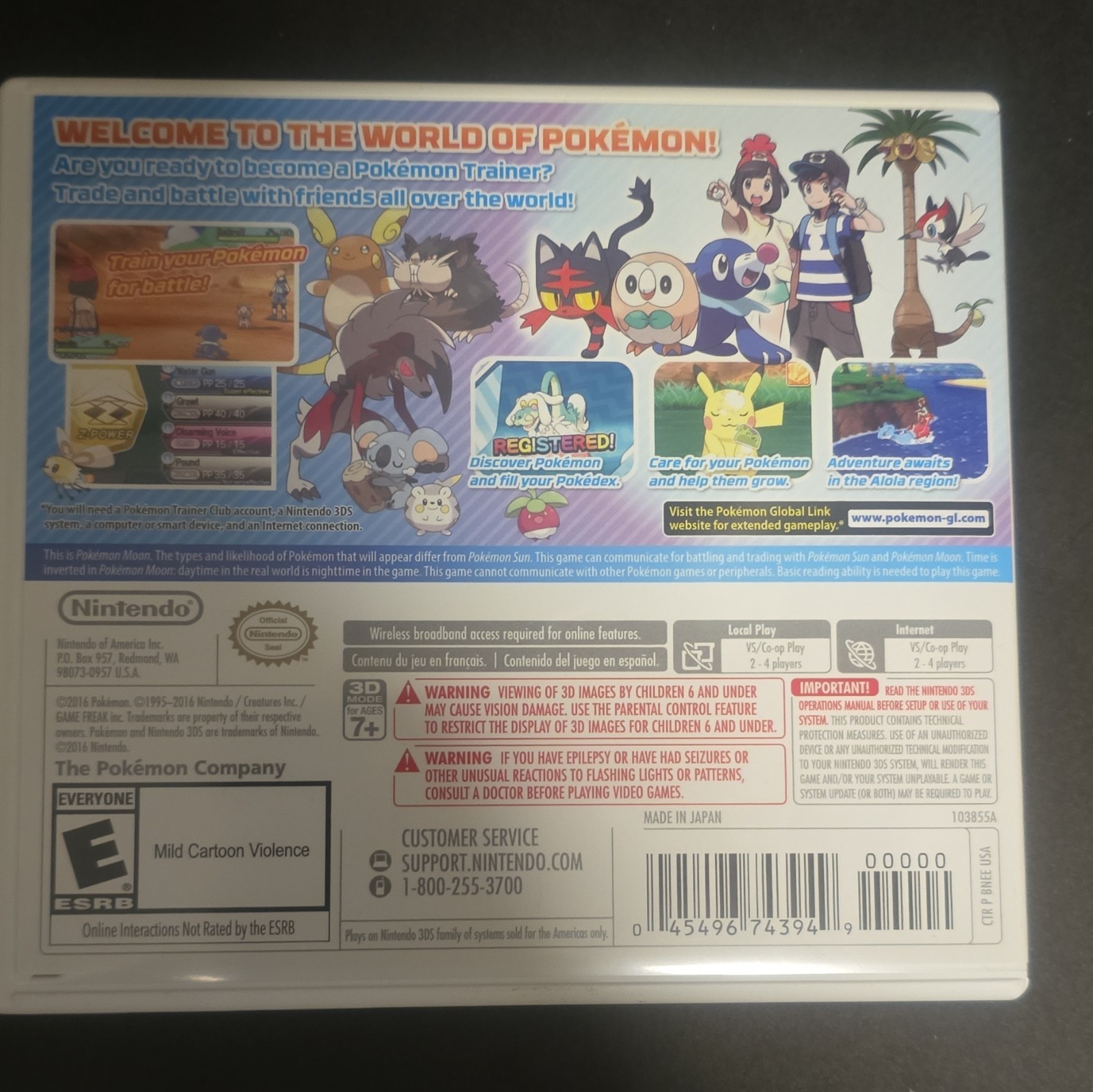 Nintendo Pokémon Moon Nintendo 3DS w/ Original Case E Rated NTSC-U/C 2016