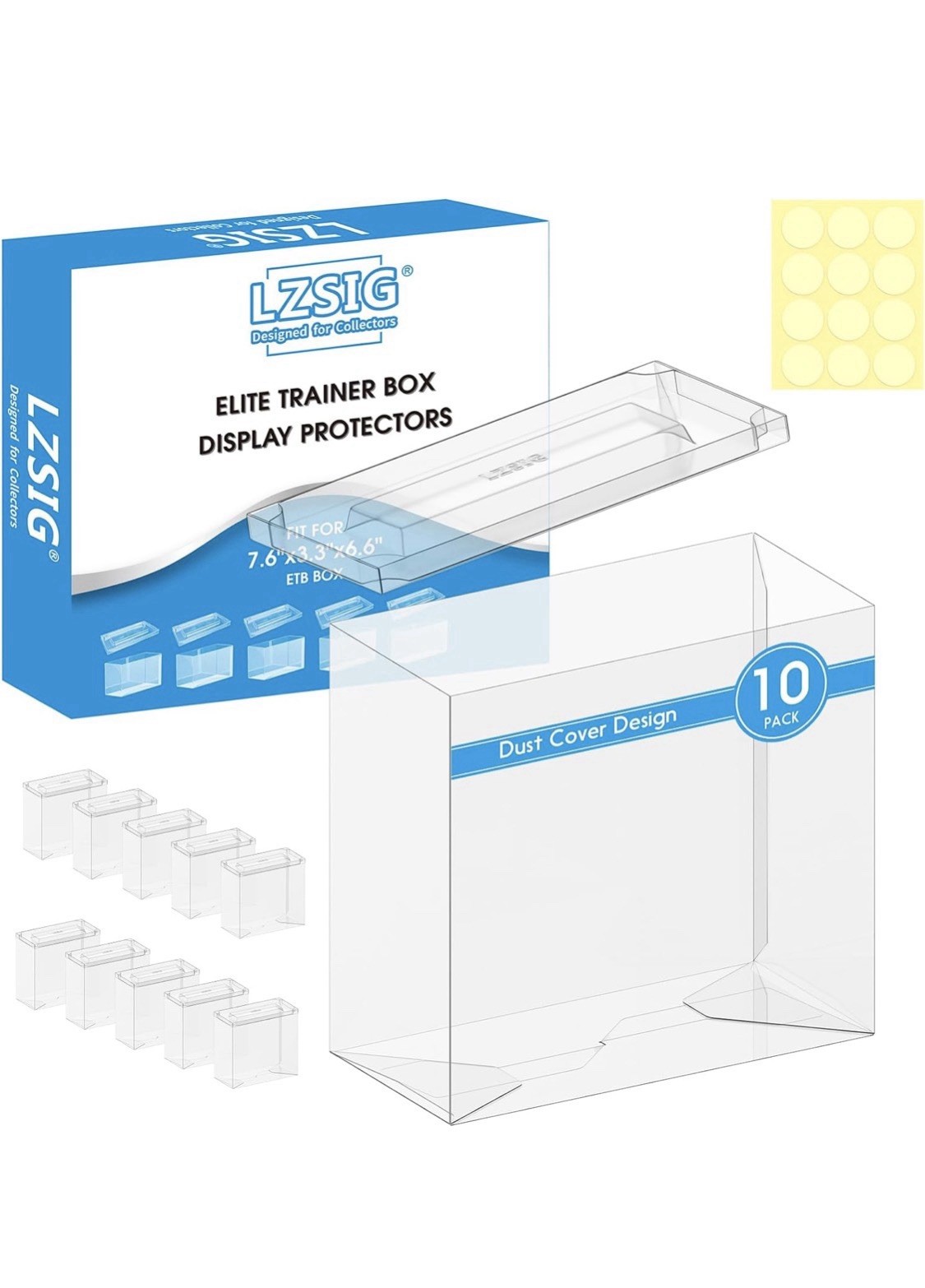 10 Pack Clear PKMN ETB Protector Case With Lids. PET. Dustproof, Stackable.