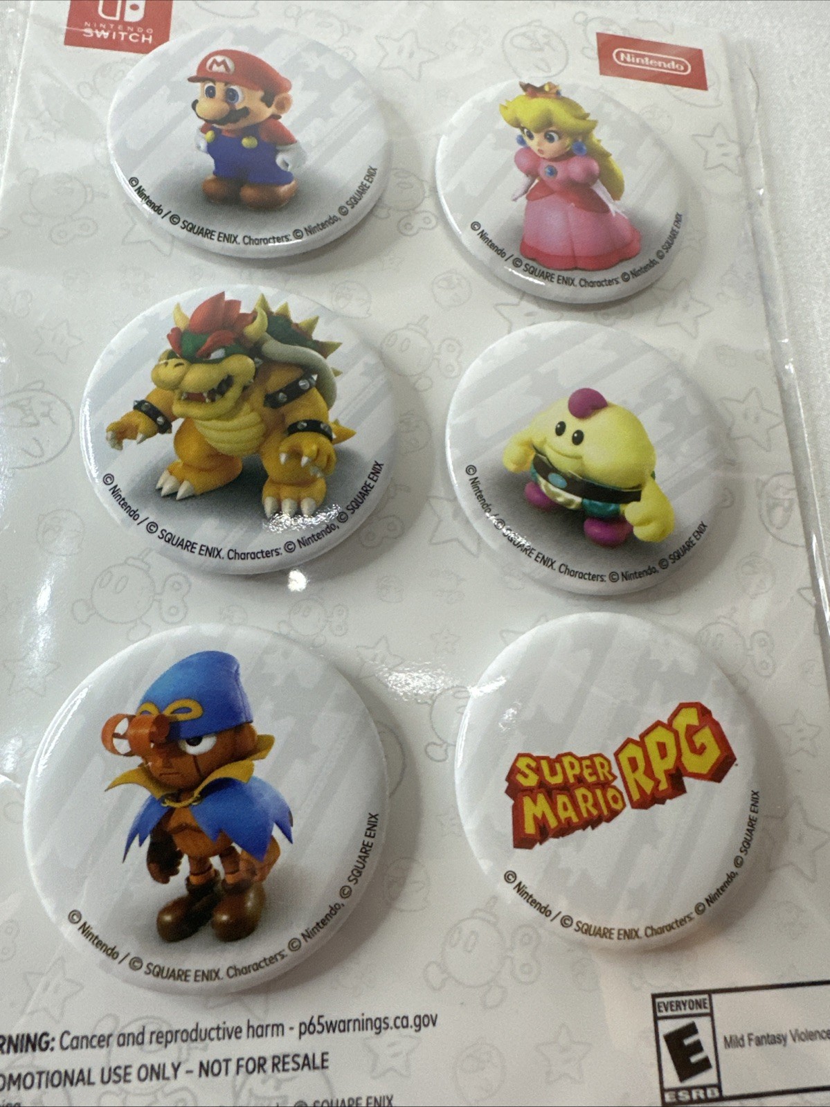 Super Mario RPG 6 Button Pin Set Gamestop Exclusive NEW Nintendo Switch