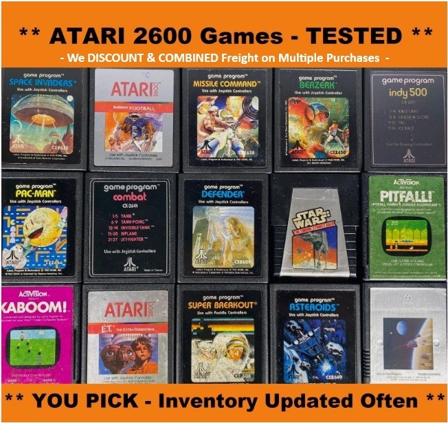 YOU PICK – Atari 2600 Game Cartridge (1) ⚫️🟠⚫️ | Tested Working Clean Lot