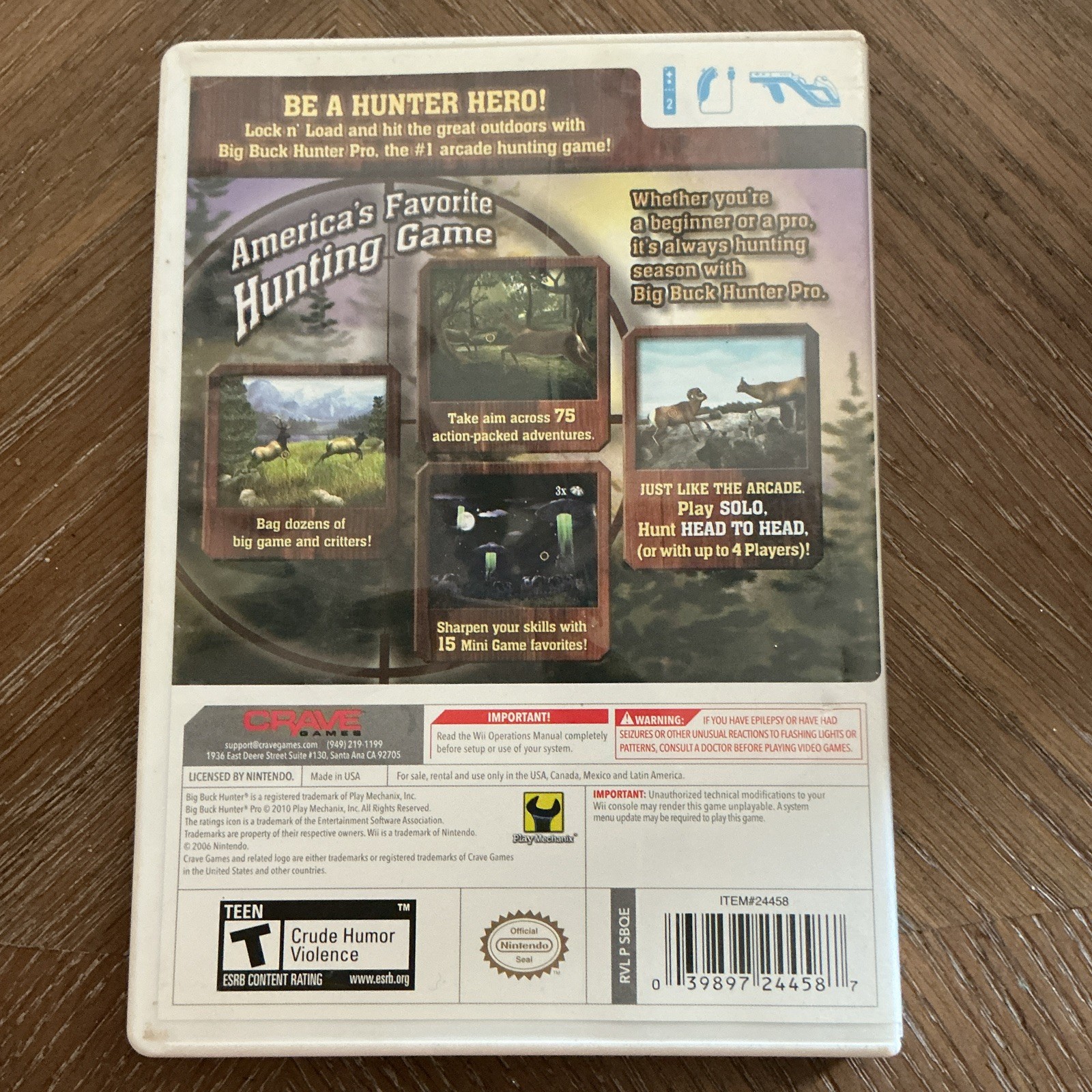 Crave Games Big Buck Hunter Pro Nintendo Wii Complete Manual Included T NTSC-U/C