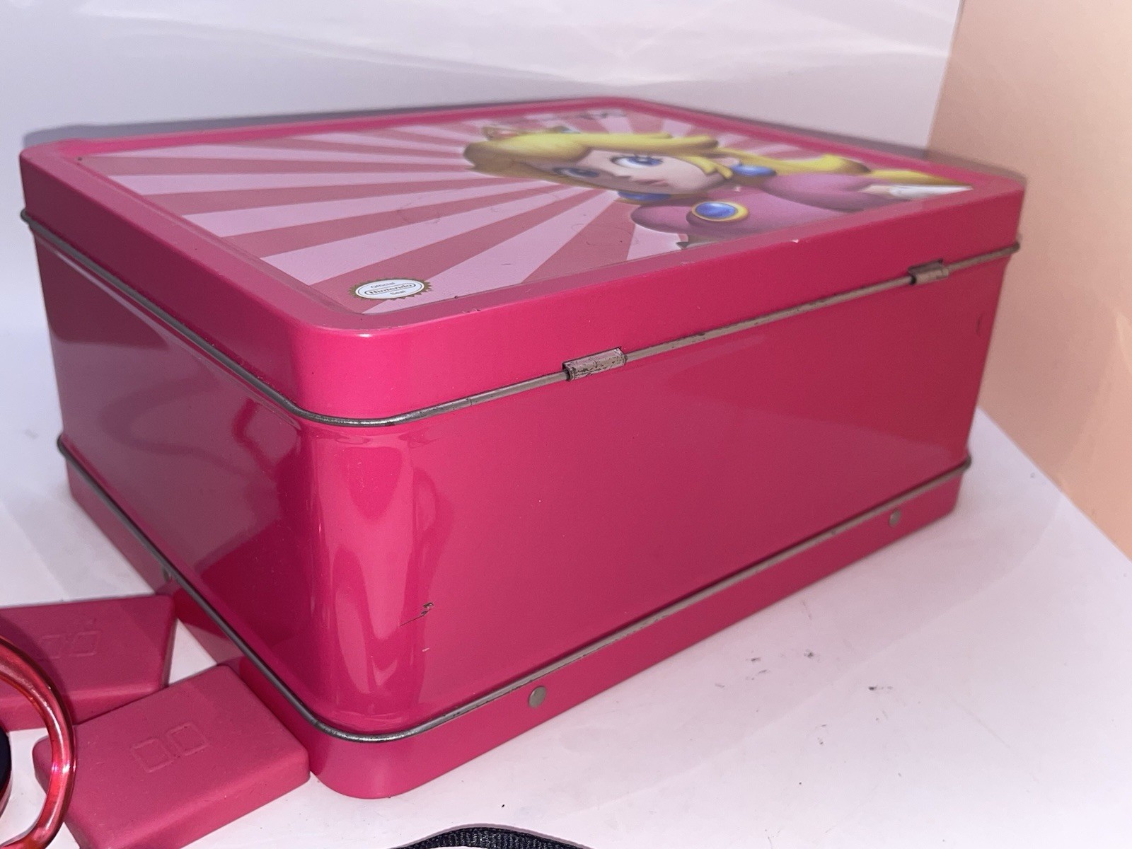 Vtg Princess Peach Nintendo DS Pink Lunchbox w/Earphones Insert Game Covers ++