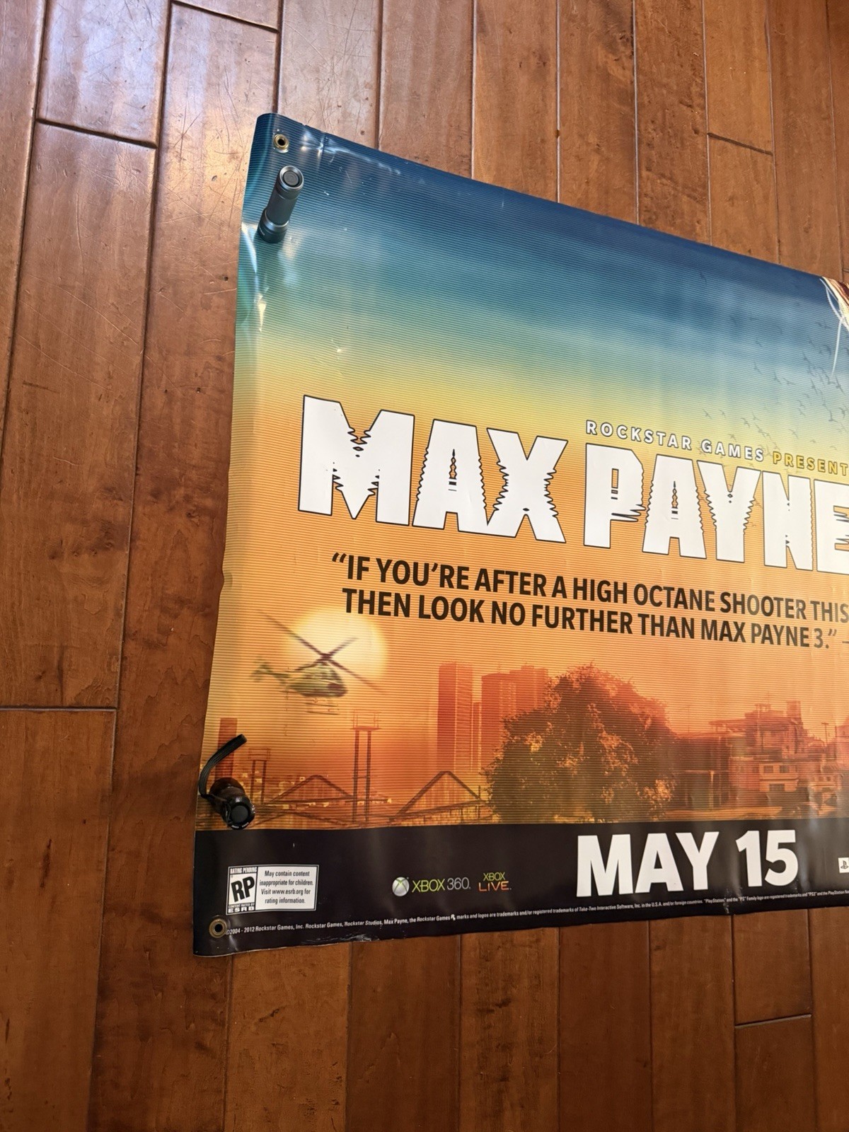 Max Payne 3 Promo Display Vinyl Banner LARGE 36″ X 70″ Store Display Double Side