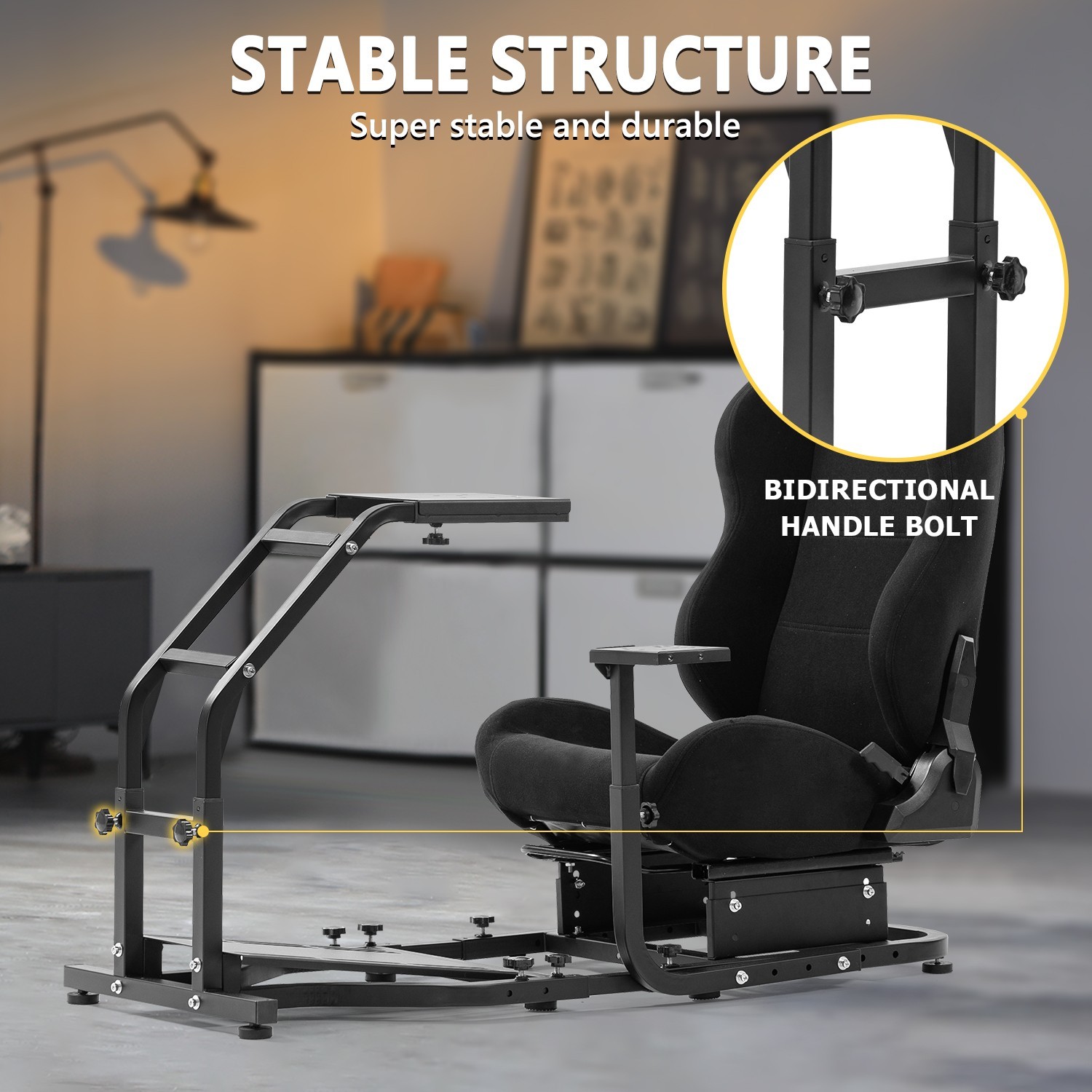Marada Racing Simulator Cockpit G29 Wheel Stand With Seat Fit Logitech G920 G923