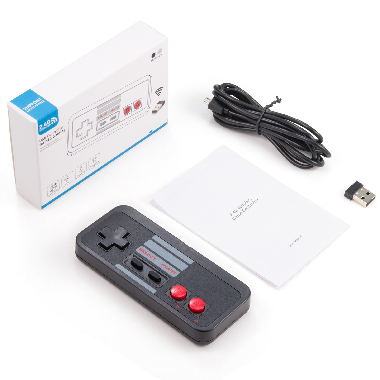 2 Packs Wirded/ Wireless USB NES Controller Gamepad for Windows PC Raspberry Pi
